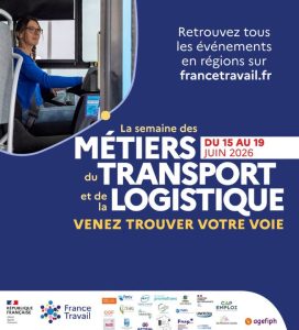 Une affiche présentant la semaine des métiers du transport de la logistique du 15 au 19 juin 2016
